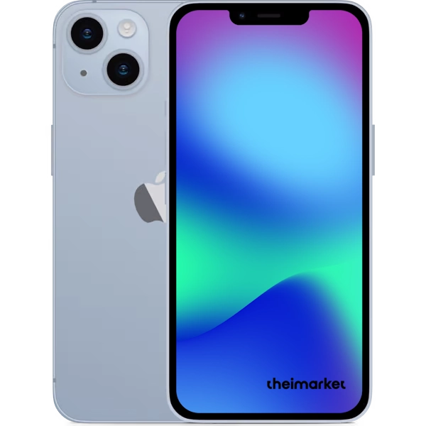 iPhone 14 plus blue front side and back side