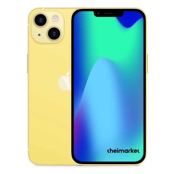iphone 14 yellow back and front side