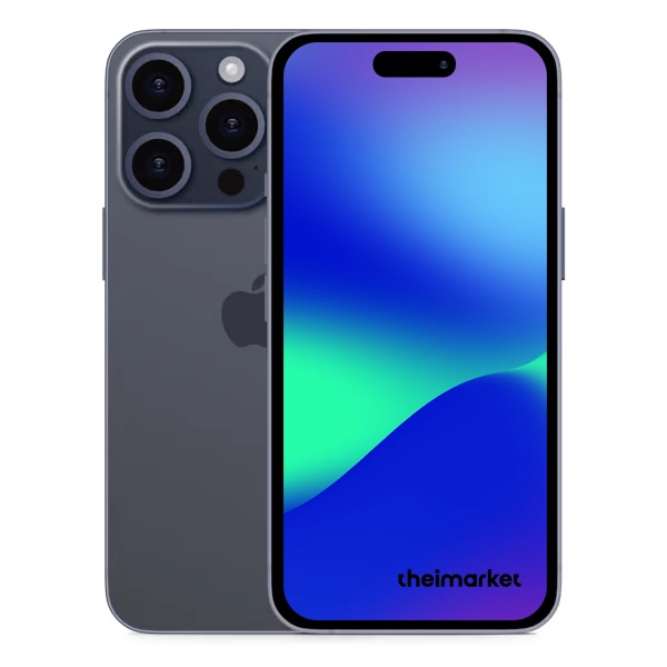 iphone 15 pro blue titanium back and front side